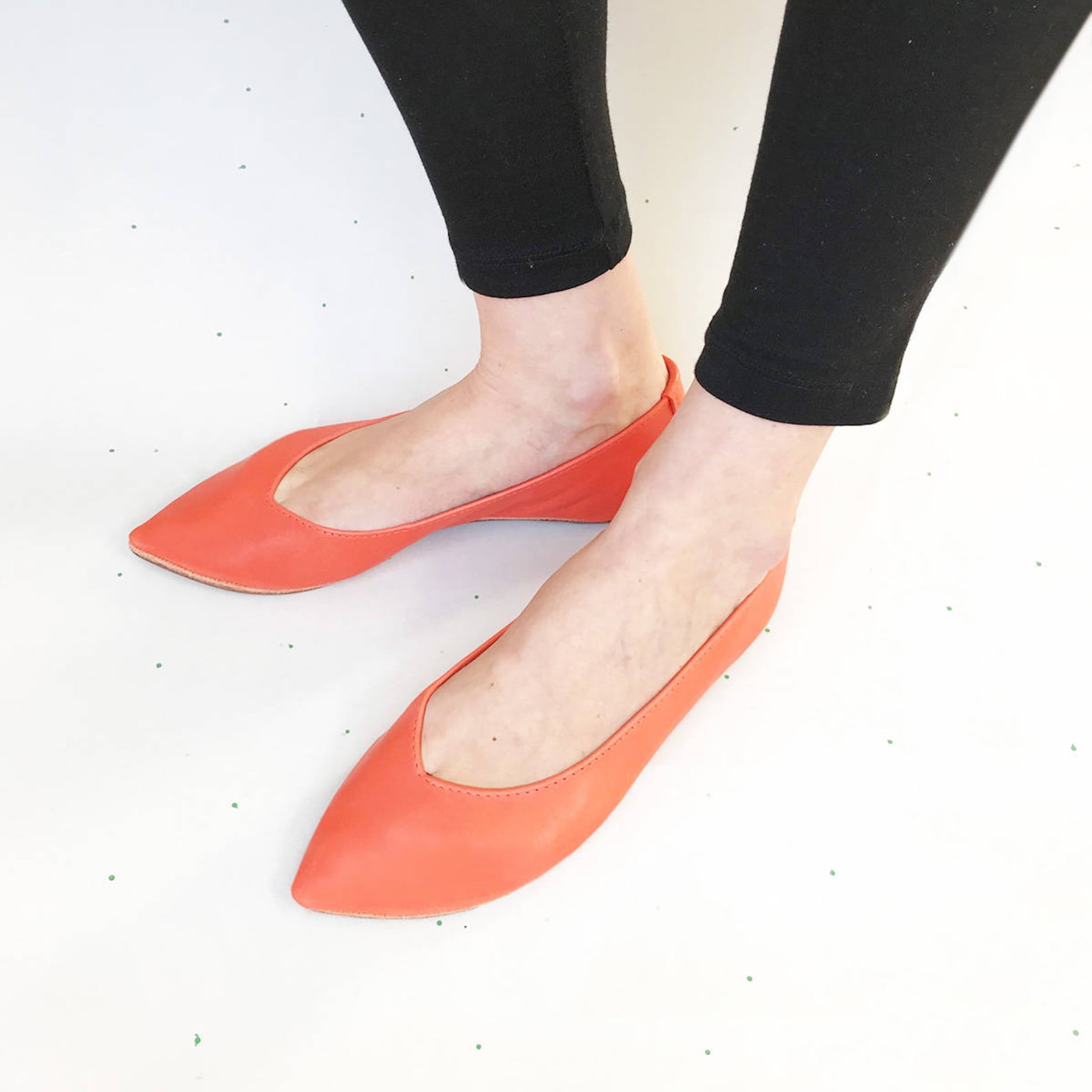shoes on sale, 20% off, size 40, ready to ship, pointy shoes ballet flats in tangerine orange leather, elehandmade shoes, 90s fl shoes on sale, 20% off, size 40, ready to ship, pointy shoes ballet flats in tangerine orange leather, elehandmade shoes, 90s fl