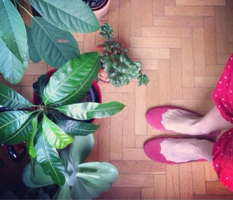 Red Ballet Flats Shoes in Soft Italian Leather, Low Heel Comfortable Shoes, Elehandmade image 7