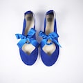 Ballet Flats With Satin Ribbon in Royal Blue Soft Italian Leather, Something Blue Bridal Shoes, Elehandmade Ballerinas product logo