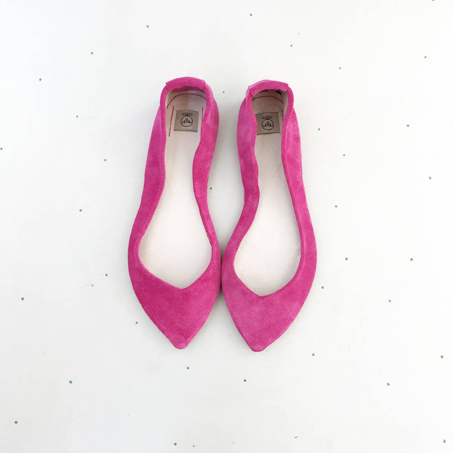 pointy shoes. ballet flats. pointy flats. fuchsia leather shoes. handmade ballet flats. personalized gift her. handmade shoes. p