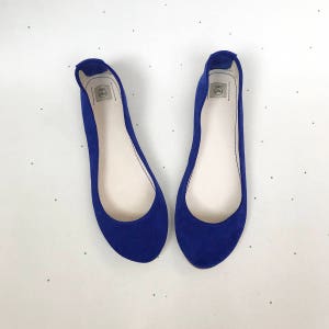 Blue Ballet Flats Shoes in Italian Leather, Elehandmade image 2