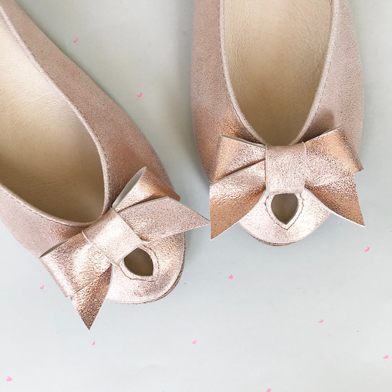 wedding shoes. rose gold flats. bridal shoes flats. rose ballet flats shoes. leather shoes. peep toe. brautschuhe. scarpe da spo