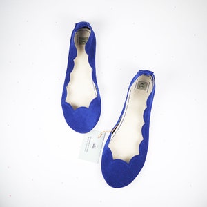 Ballet Flats Shoes in Royal Blue Italian Soft Leather, Bridal Shoes, Elehandmade 画像 3