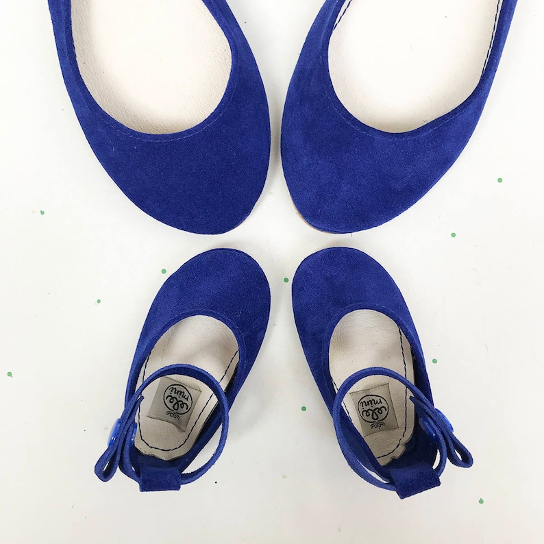 Blue Ballet Flats Shoes in Italian Leather, Elehandmade image 7