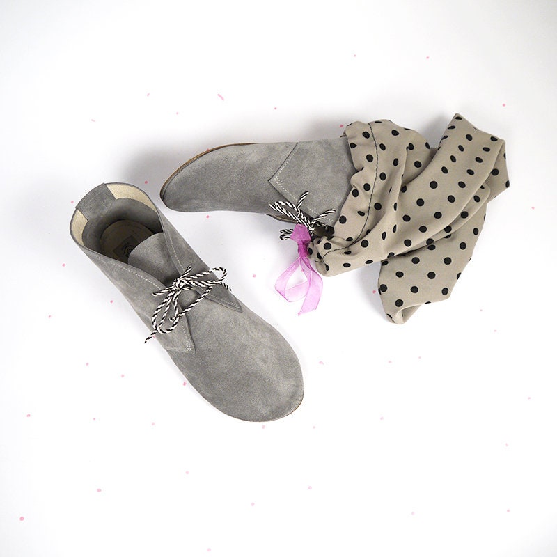 Desert Ankle Boots in Gray Grey Italian Leather Handmade | Etsy