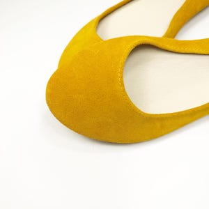 Ballet Flats Shoes in Yellow Soft Italian Leather, elehandmade shoes image 2