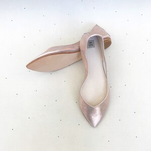 Rose Gold Wedding Flats for Bride, Pointy Ballet Shoes, Elehandmade - Etsy