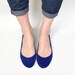 Blue Ballet Flats Shoes in Italian Leather, Elehandmade 