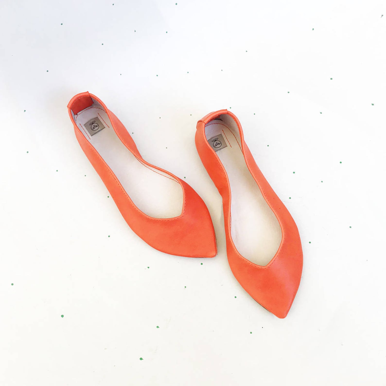 shoes on sale, 20% off, size 40, ready to ship, pointy shoes ballet flats in tangerine orange leather, elehandmade shoes, 90s fl shoes on sale, 20% off, size 40, ready to ship, pointy shoes ballet flats in tangerine orange leather, elehandmade shoes, 90s fl