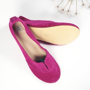 Handmade Italian Leather Oxfords: Cyclamen Pink Elehandmade Flats image 5