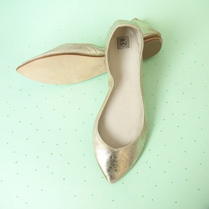 Gold Pointed Toe Wedding Flats For Bride Brautschuhe Scarpe da Sposa Elehandmade Shoes image 3