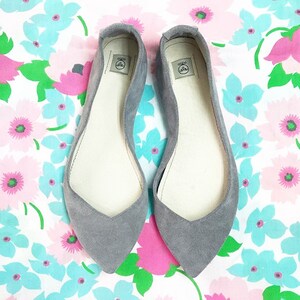Pointy Shoes. Comfortable Flats. Pointy Flats. Gray Leather Shoes. Handmade Ballet Flats. Handmade Shoes. Grey Flats Shoes. Minimalist Flats image 6