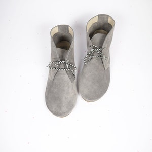 Desert Ankle Boots in Gray Grey Italian Leather Handmade Laced Shoes Elehandmade image 1