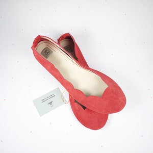 Red Ballet Flats Shoes in Soft Italian Leather, Low Heel Comfortable Shoes, Elehandmade image 3