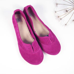 Handmade Italian Leather Oxfords: Cyclamen Pink Elehandmade Flats image 2