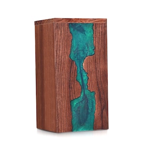 Handcrafted Rosewood & Blue Resin Cremation Urn Box - Remembrance Keepsake