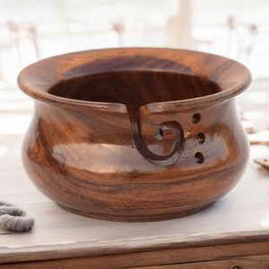 Handmade Rosewood Yarn Bowl: Knitting & Crochet Organizer