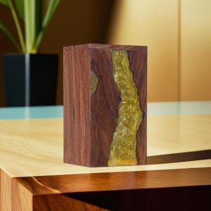 Elegant Wooden Resin Urn Box - A Timeless Memorial for Cherished Memories | Cremation Urn | Adult Male Urn | Keepsake Urn | Ashes Container