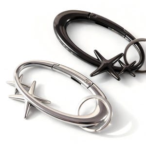 Mosquetón con luz de estrella cromada Y2K, llavero retro brillante, bolso nostálgico Y2K, clip grande para bolso de moda