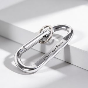 Mosquetón con texto personalizado, mosquetón con grabado personalizado, mosquetón con mensaje negro, llavero personalizado, regalo de aniversario para él
