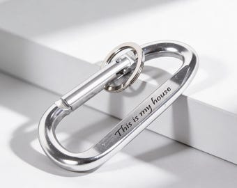 Personalized Text Carabiner, Custom Engraved Carabiner, Black Message Carabiner, Custom Keychain Gift, Anniversary Gift for Him