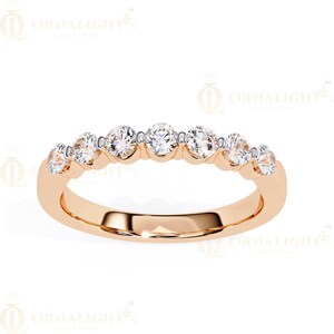 Lab Grown Diamond Wedding Band | Shared Prong Round Diamond Ring | Gold Stackable Band | Ethical Eternity Band | Ornalight