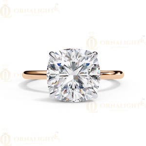 Lab Grown Diamond 2.50CT Ring | Cushion Cut Solitaire |  Gold Band | Moissanite Alternative | Eco Friendly Engagement Ring