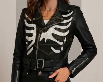 Vintage 90s Biker Jacket: Opium Goth Skeleton Bandage Zip, Tripp