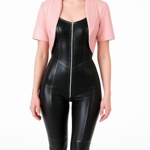 Boléro en cuir de mouton véritable – Rose layette | Boléro court en cuir | Boléro souple en cuir véritable | Cape de cou en cuir sans manches