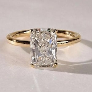 3 CT Radiant Cut Moissanite Diamond Ring  Hidden Halo Engagement Ring 14K Yellow Gold Wedding Ring For Women Anniversary Gift Promise Ring