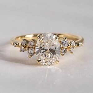 2 CT Oval Cluster Engagement Ring Oval Moissanite Ring 14K Gold Wedding Ring Unique Ring Anniversary Ring Gift For Her Oval Diamond Ring
