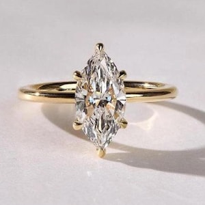 4 Ct Marquise Cut Moissanite Engagement Ring Wedding Ring Marquise Cut Ring Elongated Marquise, Hidden Halo Ring Gift For Her