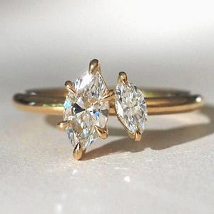 1.50 TCW Marquise Two Stone Diamond Toi Et Moi Ring Two Moissanite Diamond Ring Engagement Ring For Women Wedding Ring Anniversary Gift