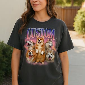 Custom Comfort Colors Retro Dog Shirt, Personalized Pet Tee, Custom Photo Vintage 90s Graphic, Bootleg Rap Dog Shirt, Custom Design Tshirt