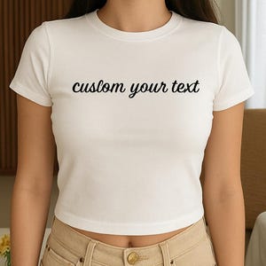 Embroidered Baby Tee, Personalized Crop Top, Custom Embroidered Baby Tee, Custom Text Embroidered Crop Top, Y2K Baby Tee, Custom Crop Top