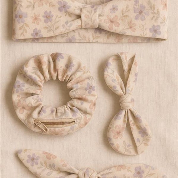 3-in-1 Hair Accessory Sewing Pattern: Zipper Scrunchie, Headband, Hair Tie (PDF Download)