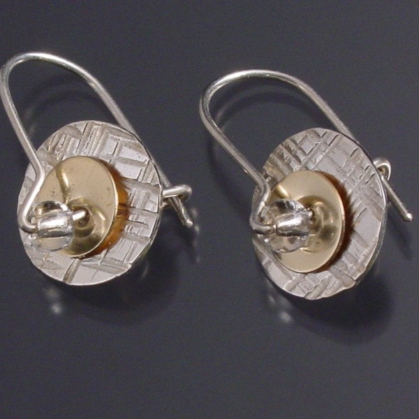 Handmade Sterling Silver and Gold Filled Disc Earrings