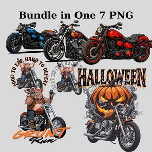 Motorcycle Biker PNG Bundle Set 7 Digital Download for Tees Designs Instant