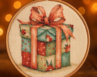 Patrón de punto de cruz para regalo de Navidad, regalo festivo en PDF, diseño de bordado festivo, decoración de punto de invierno
