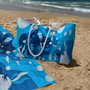 Beach Bag, Set Bag + Towel, Oversized Weekender Bag, Oversized Tote, Beach Towel, Bundle Beach Bag and Towel, Waterproof Large Bag