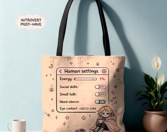 Introvert Tote Bag for Women — Low Social Battery Gift, Two-Sided Humor Design, Introvert Quote Shoulder Bag