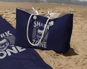 Shark Beach Bag & Towel Set, Summer Beach Essentials, Oversized Beach Tote With Rope Handle - Gift For Men
