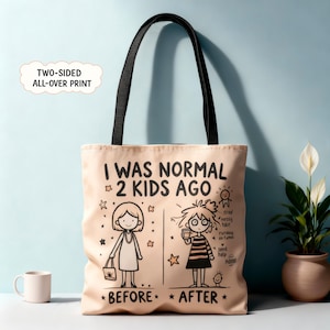 Funny Mom Tote Bag – I Was Normal Before Kids, Two-Sided All Over Print Tote, Gift for Moms