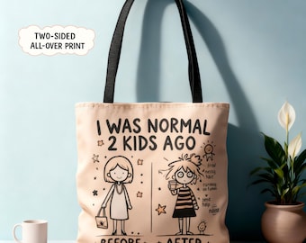 Funny Mom Tote Bag – I Was Normal Before Kids, Two-Sided All Over Print Tote, Gift for Moms