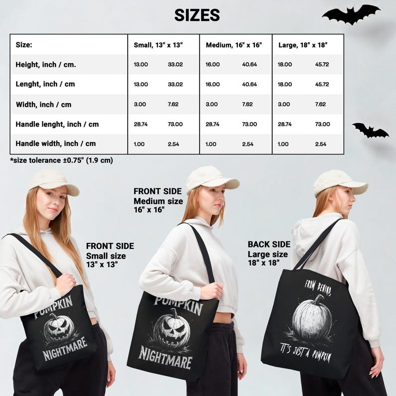 Funny gothic tote bag with pumpkin art — great quirky holiday gift for humor lovers.