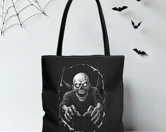 Zombie Tote Bag – Double-Sided Scary / Funny Bald Dude Design - Unique Funny Gift