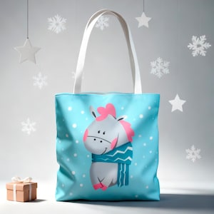 Cozy Winter Animal Bag Tote, Zodiac New Year Horse Print