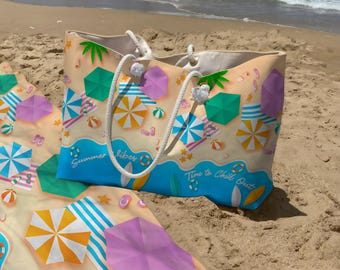 Oversized Beach Bag & Towel Set – Large Tote With Rope Handle, Travel Vacation Gift