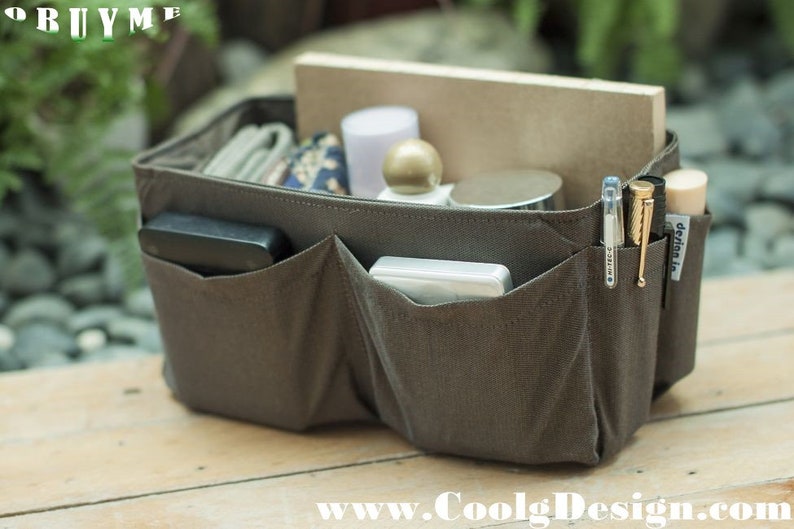 brown practical and Easy to Use Large 25x10cm Handbag organizer insert