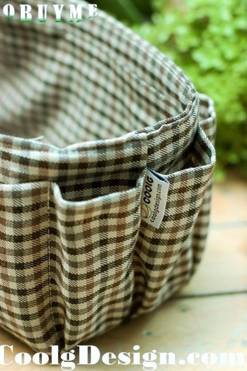 purse organizer insert keeps everything organized in purse brown plaid Large 25x10cm